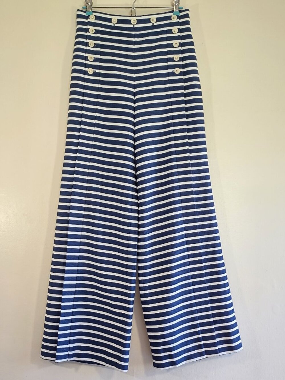J. Crew Nautical Stripe Sailor Pant Size 4 Wide Leg Coastal Beach Resort - Picture 5 of 12